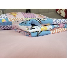 Комплект постільної білизни Звірята/рожевий, Turkish flannel Комплект постільної білизни Звірята/рожевий, Turkish flannel