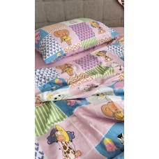 Комплект постільної білизни Звірята/рожевий, Turkish flannel Комплект постільної білизни Звірята/рожевий, Turkish flannel