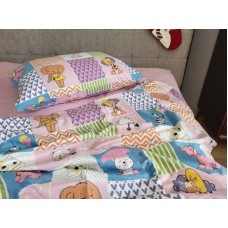 Комплект постільної білизни Звірята/рожевий, Turkish flannel Комплект постільної білизни Звірята/рожевий, Turkish flannel