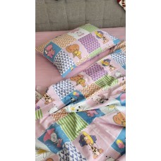 Комплект постільної білизни Звірята/рожевий, Turkish flannel Комплект постільної білизни Звірята/рожевий, Turkish flannel