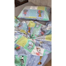 Комплект постільної білизни Звірята/сірий, Turkish flannel Комплект постільної білизни Звірята/сірий, Turkish flannel