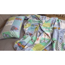 Комплект постільної білизни Звірята/сірий, Turkish flannel Комплект постільної білизни Звірята/сірий, Turkish flannel