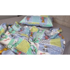 Комплект постільної білизни Звірята/сірий, Turkish flannel Комплект постільної білизни Звірята/сірий, Turkish flannel
